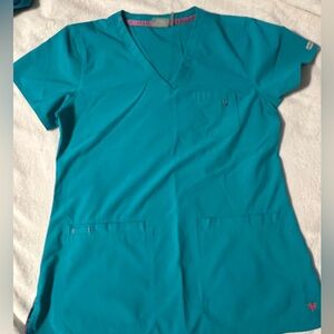 Women’s Med Couture teal scrub top- XS